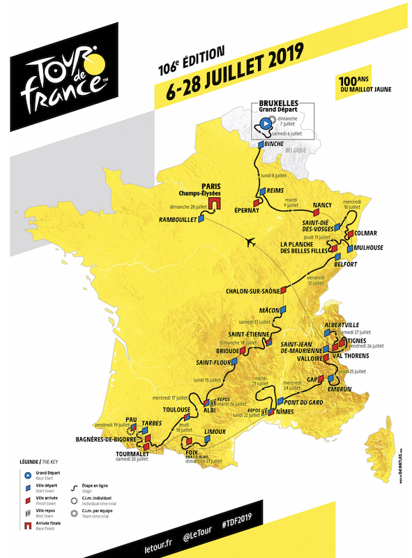 Tour de France 2019 Carte