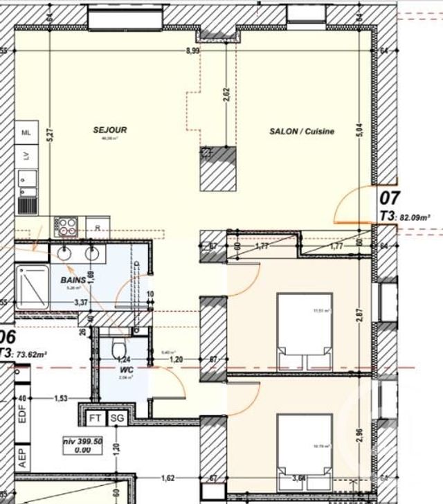 Appartement F3 à vendre - 3 pièces - 82.09 m2 - ST ETIENNE LES REMIREMONT - 88 - LORRAINE - Century 21 Marion Et Colin